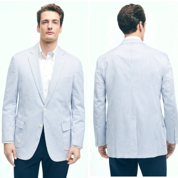 Brooks Brothers Classic Fit Stretch Cotton Seersucker Sport Coat